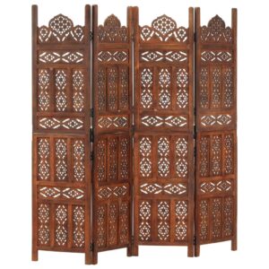 Elegant Hand Carved Wooden Room Divider Classic Privacy Screen Foldable Decor