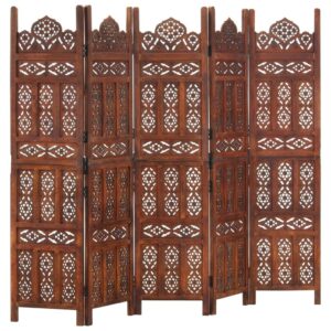 Elegant Hand Carved Wooden Room Divider Classic Privacy Screen Foldable Decor