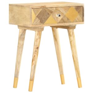 Elegant Rustic Solid Mango Wood Bedside Cabinet with Storage Drawer