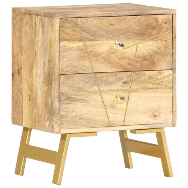 Rustic Solid Mango Wood Bedside Cabinet Elegant Nightstand with Drawers