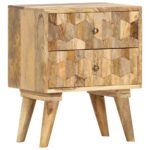 Elegant Rustic Solid Wood Bedside Cabinet Nightstand with Drawers Storage