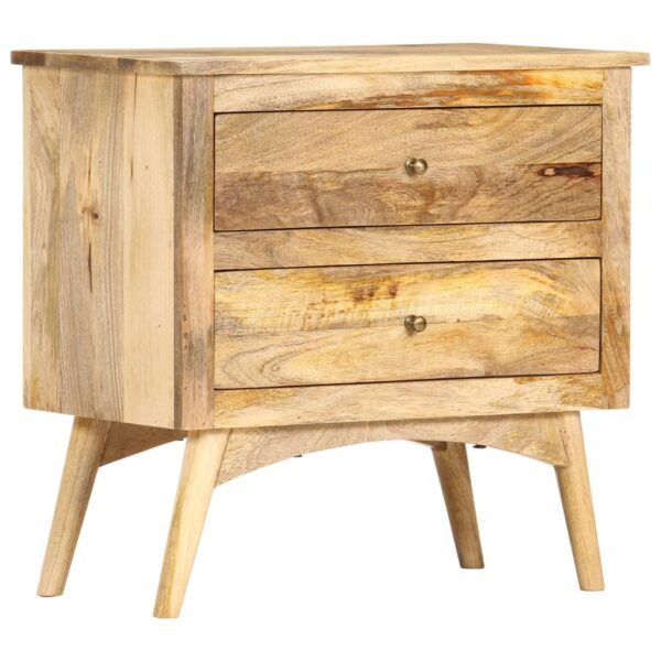 Rustic Solid Mango Wood Bedside Cabinet Elegant Nightstand with 2 Drawers