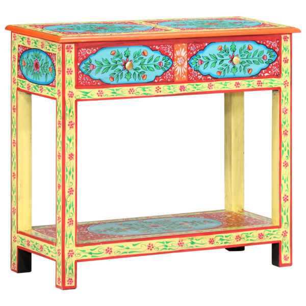 Solid Mango Wood Hand Painted Console Table Retro  with Drawers Shelf