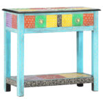 Solid Mango Wood Hand Painted Console Table Retro  with Drawers Shelf