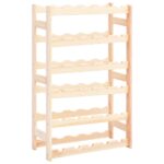 Solid Pine Wood Wine Rack Elegant Rustic Storage Display Holds Thirty Bottles