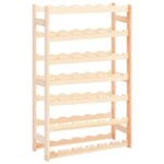 Solid Pine Wood Wine Rack Elegant Rustic Storage Display Holds Up to Forty-Two Bottles