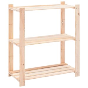 Solid Pine Wood Storage Rack Three Tier Heavy Duty Organizer Shelf Home Office