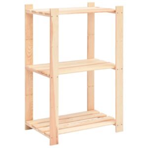 Solid Pine Wood Storage Rack Three Tier Heavy Duty Organizer Shelf Home Office