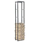 Sturdy Rectangular Firewood Storage Rack Heavy Duty Steel Log Holder Black