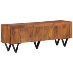 Rustic Solid Mango Wood TV Stand Media Console with Storage Vintage Cabinet