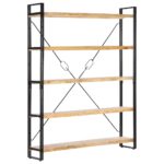 5-Tier Bookcase 140x30x180 cm Solid Mango Wood