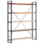 Vintage Industrial  Solid Wood Bookshelf - Rustic Metal Frame Storage Display