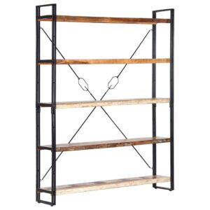 Vintage Industrial  Solid Wood Bookshelf - Rustic Metal Frame Storage Display