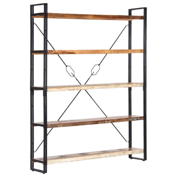 Vintage Industrial  Solid Wood Bookshelf - Rustic Metal Frame Storage Display