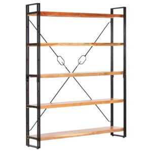 Solid Acacia Wood Bookcase Industrial  Five-Tier Storage Display Shelf