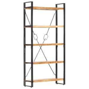 Solid Acacia Wood Industrial  5-Tier Bookshelf Storage Display Unit