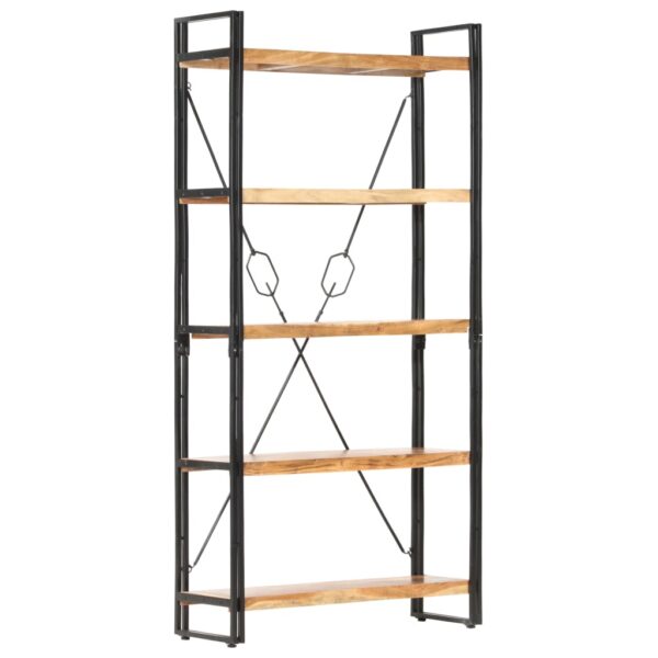 Solid Acacia Wood Industrial  5-Tier Bookshelf Storage Display Unit