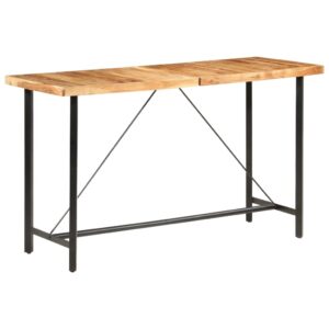 Solid Acacia Wood High Bar Table Industrial  with Steel Legs Unique Finish