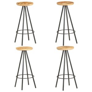 Bar Stools 4 pcs Rough Mango Wood