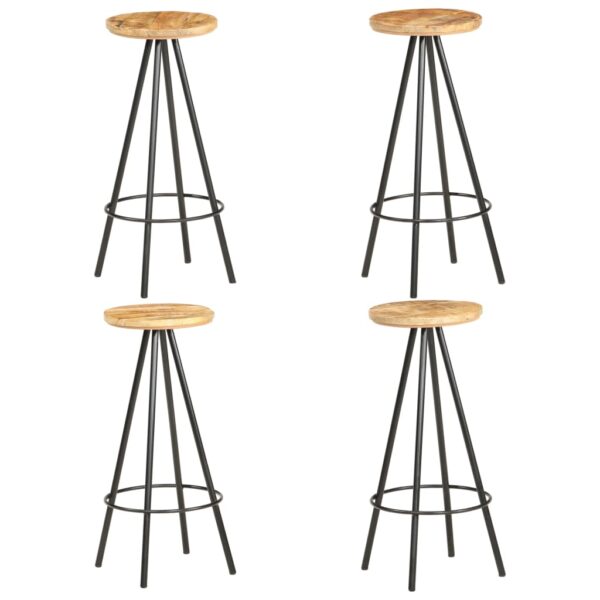 Bar Stools 4 pcs Rough Mango Wood