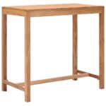 Solid Teak Wood Garden Bar Table Rustic Finish Weather Resistant Indoor Outdoor