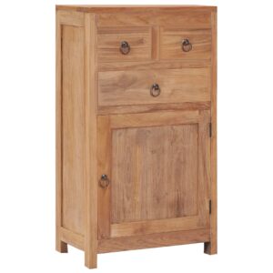 Rustic Solid Teak Wood Sideboard Storage Cabinet with Drawers and Door