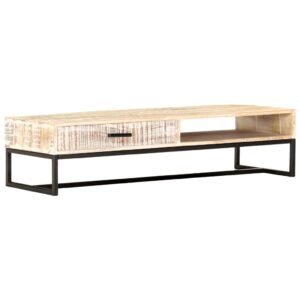 Coffee Table White 117x50x30 cm Solid Acacia Wood