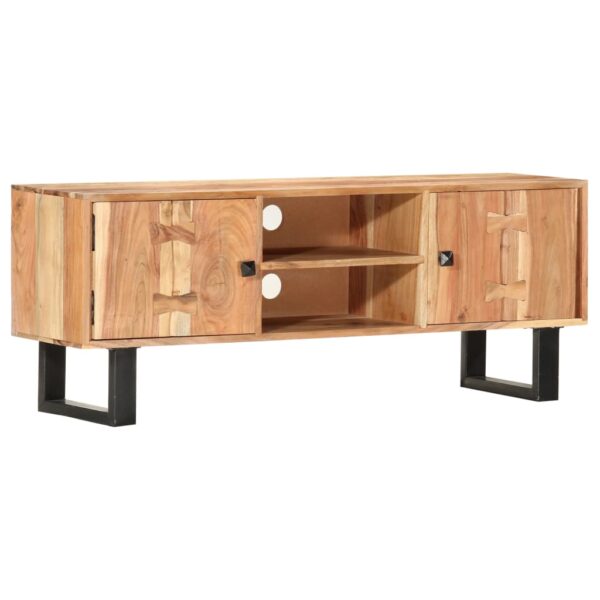 Chic Solid Acacia Wood TV Stand Media Console with Storage Compartments