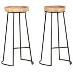 Bar Stools 2 pcs Solid Acacia Wood