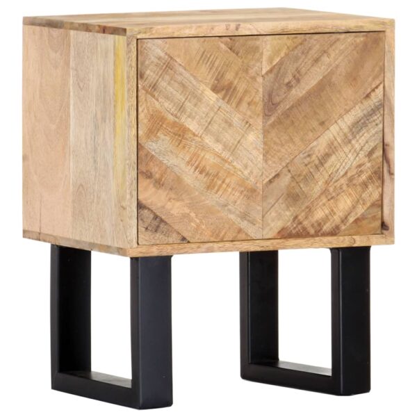 Elegant Rustic Solid Wood Bedside Table with Polished Finish and Drawers