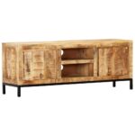 Solid Mango Wood Modern TV Stand Storage Cabinet Entertainment Center Organizer