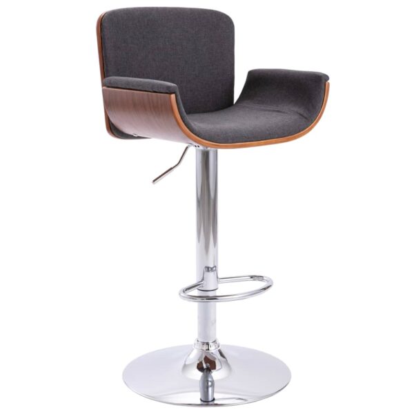 Elegant Grey Fabric Bar Stool Adjustable Height with Footrest and Wood Frame