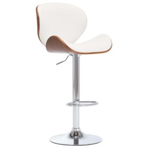 Chic White Faux Leather Adjustable Swivel Bar Stool with Footrest and Gas Lift