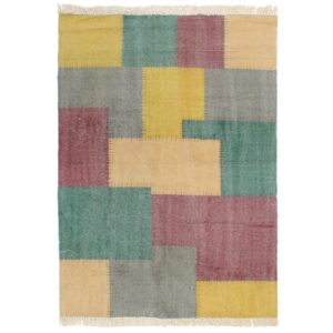 Handwoven Cotton Kilim Rug Multicolour Vintage Look Soft Flexible Unique Decor