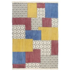 Handwoven Cotton Kilim Rug Multicolour Vintage Look Soft Flexible Unique Decor