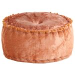 Velvet Round Pouffe Ottoman Footrest Luxurious Fiber Filled Home Decor Rust