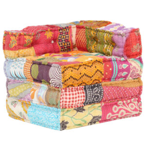 Modular Convertible Sofa Pouffe Chaise Lounge Cotton Patchwork Multicolor