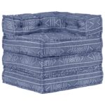 Modular Convertible Pouffe Sofa Indigo Cotton Fabric Versatile Lounge Chair