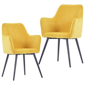 Dining Chairs 2 pcs Yellow Velvet