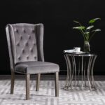 Elegant Grey Velvet Dining Chair Classic Design Comfortable Sturdy Velvet Seat