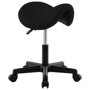 Adjustable Swivel Salon Stool Black Faux Leather Saddle Ergonomic Chair Wheels