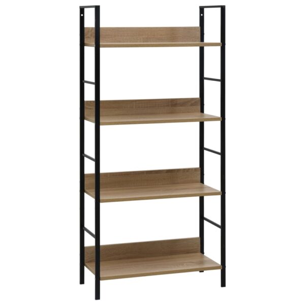 Chic Oak Black Engineered Wood Bookcase Display Storage Shelf Organizer Stand