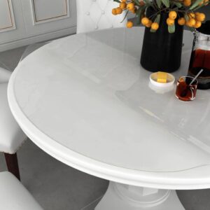 Round Transparent PVC Table Protector Waterproof Scratch-Resistant Easy Clean