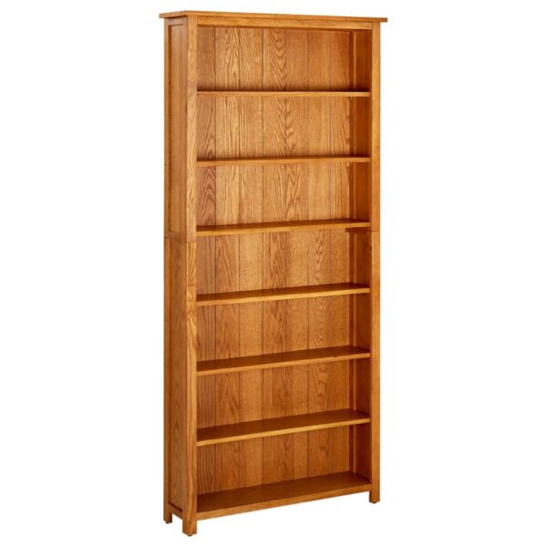 Solid Oak Wood Bookcase Classic Elegant Design Spacious Shelves Home Office