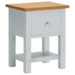 Elegant Two-Tone Wooden Nightstand Solid Oak Top Contemporary Bedroom Side Table