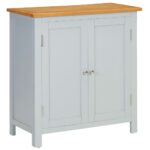 Elegant Two-Tone Solid Wood Cupboard Contemporary Oak Top Sideboard Storage