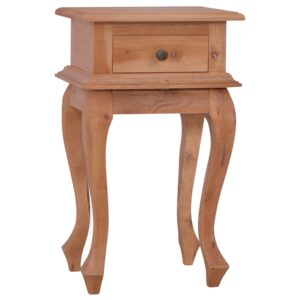 Vintage Solid Mahogany Wood Bedside Table with Drawer Handmade Natural Finish