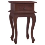 Vintage Solid Mahogany Wood Bedside Table Classic Brown Elegant Carved Feet