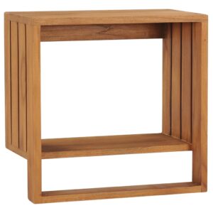 Solid Teak Wood Towel Rack Wall Mount with Shelf Bathroom Storage Organizer