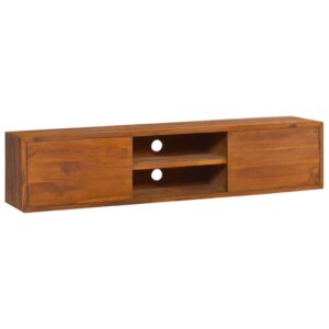 Chic Colonial  Solid Teak Wood Wall-Mounted TV Cabinet Storage Shelves